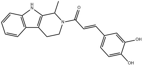 2-Propen-1-one, 3-(3,4-dihydroxyphenyl)-1-(1,3,4,9-tetrahydro-1-methyl-2H-pyrido[3,4-b]indol-2-yl)-, (2E)- Structure