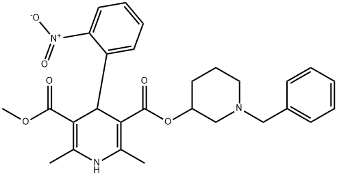 3,5-Pyridinedicarboxylic acid, 1,4-dihydro-2,6-dimethyl-4-(2-nitrophenyl)-, 3-methyl 5-[1-(phenylmethyl)-3-piperidinyl] ester Structure