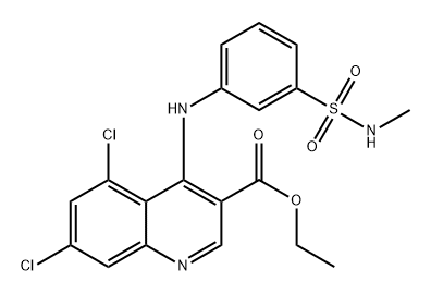 3-Quinolinecarboxylic acid, 5,7-dichloro-4-[[3-[(methylamino)sulfonyl]phenyl]amino]-, ethyl ester Structure