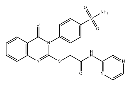 Acetamide, 2-[[3-[4-(aminosulfonyl)phenyl]-3,4-dihydro-4-oxo-2-quinazolinyl]thio]-N-2-pyrazinyl- Structure