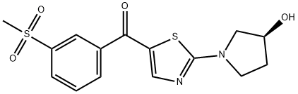 Methanone, [2-[(3S)-3-hydroxy-1-pyrrolidinyl]-5-thiazolyl][3-(methylsulfonyl)phenyl]- Structure