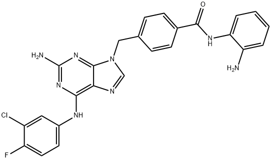 Benzamide, 4-[[2-amino-6-[(3-chloro-4-fluorophenyl)amino]-9H-purin-9-yl]methyl]-N-(2-aminophenyl)- Structure