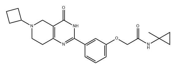 Acetamide, 2-[3-(6-cyclobutyl-3,4,5,6,7,8-hexahydro-4-oxopyrido[4,3-d]pyrimidin-2-yl)phenoxy]-N-(1-methylcyclopropyl)- Structure