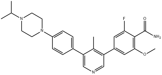 Benzamide, 2-fluoro-6-methoxy-4-[4-methyl-5-[4-[4-(1-methylethyl)-1-piperazinyl]phenyl]-3-pyridinyl]- Structure