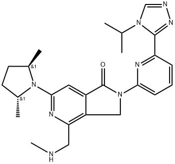 6-[(2R,5R)-2,5-dimethylpyrrolidin-1-yl]-4-[(methylamino)methyl]-2-{6-[4-(propan-2-yl)-4H-1,2,4-triazol-3-yllpyridin-2-yl)-2,3-dihydro-1 H-pyrrolof3,4-clpyridin-1 -one Structure