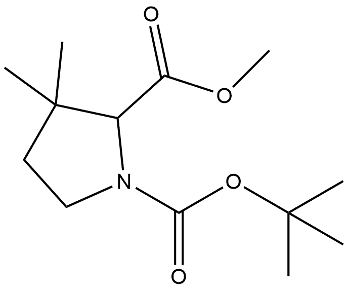 1-(tert-butyl) 2-methyl 3,3-dimethylpyrrolidine-1,2-dicarboxylate Structure