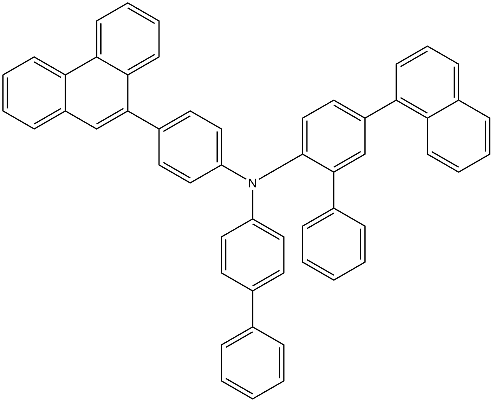 N-([1,1'-biphenyl]-4-yl)-5-(naphthalen-1-yl)-N-(4-(phenanthren-9-yl)phenyl)-[1,1'-biphenyl]-2-amine Structure