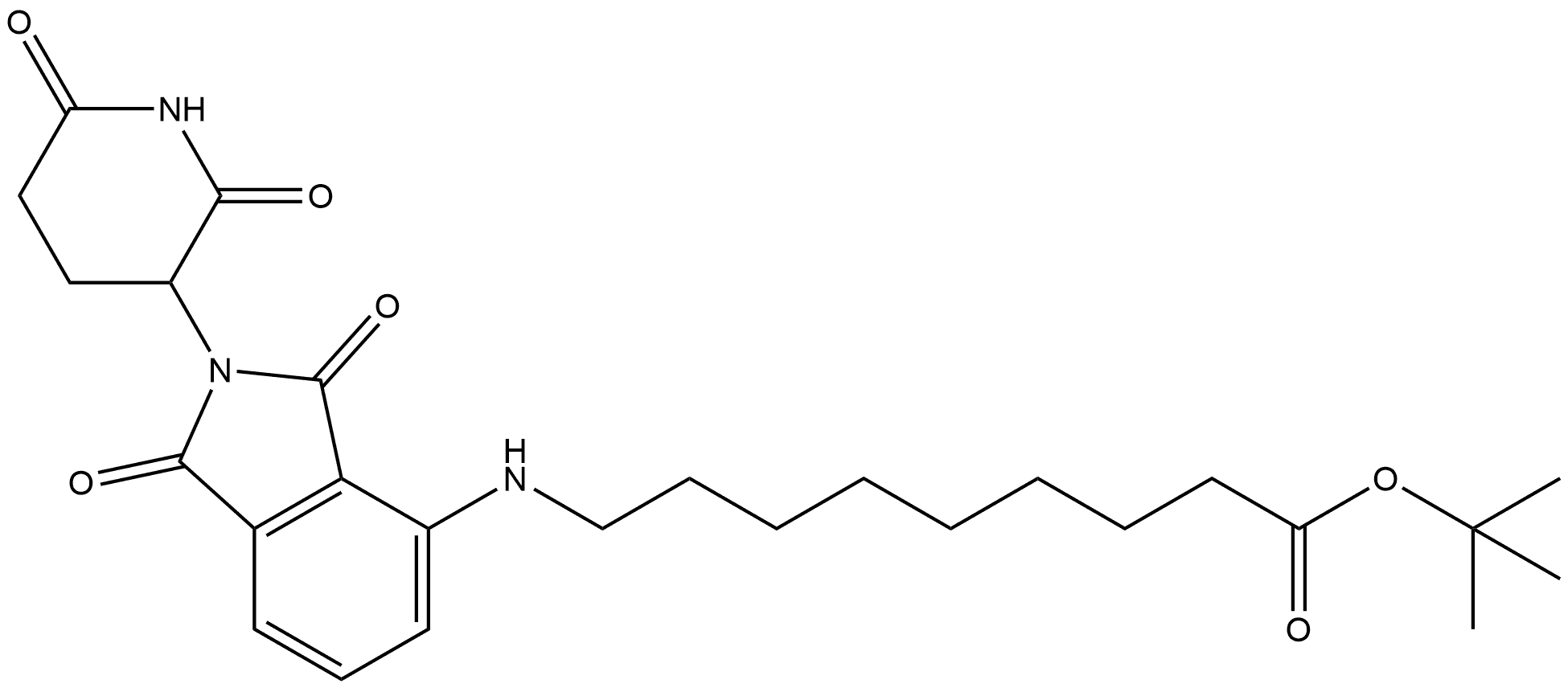 tert-butyl 9-((2-(2,6-dioxopiperidin-3-yl)-1,3-dioxoisoindolin-4-yl)amino)nonanoate 구조식 이미지