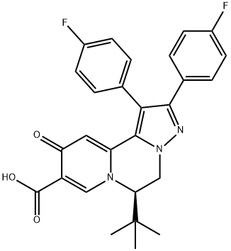 10H-Pyrazolo[1,5-a]pyrido[2,1-c]pyrazine-9-carboxylic acid, 6-(1,1-dimethylethyl)-1,2-bis(4-fluorophenyl)-5,6-dihydro-10-oxo-, (6R)- Structure