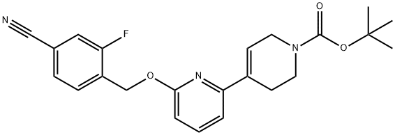 [2,4'-Bipyridine]-1'(2'H)-carboxylic acid, 6-[(4-cyano-2-fluorophenyl)methoxy]-3',6'-dihydro-, 1,1-dimethylethyl ester 구조식 이미지