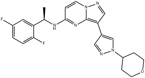 Pyrazolo[1,5-a]pyrimidin-5-amine, N-[(1R)-1-(2,5-difluorophenyl)ethyl]-3-[1-(tetrahydro-2H-pyran-4-yl)-1H-pyrazol-4-yl]- Structure