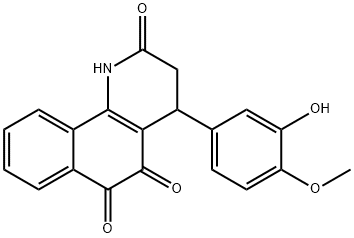 Benzo[h]quinoline-2,5,6(1H)-trione, 3,4-dihydro-4-(3-hydroxy-4-methoxyphenyl)- Structure