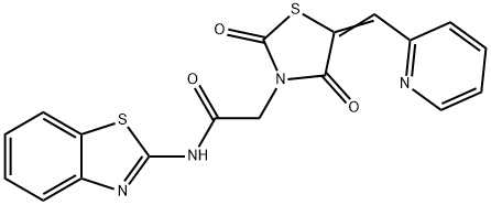 3-Thiazolidineacetamide, N-2-benzothiazolyl-2,4-dioxo-5-(2-pyridinylmethylene)- Structure