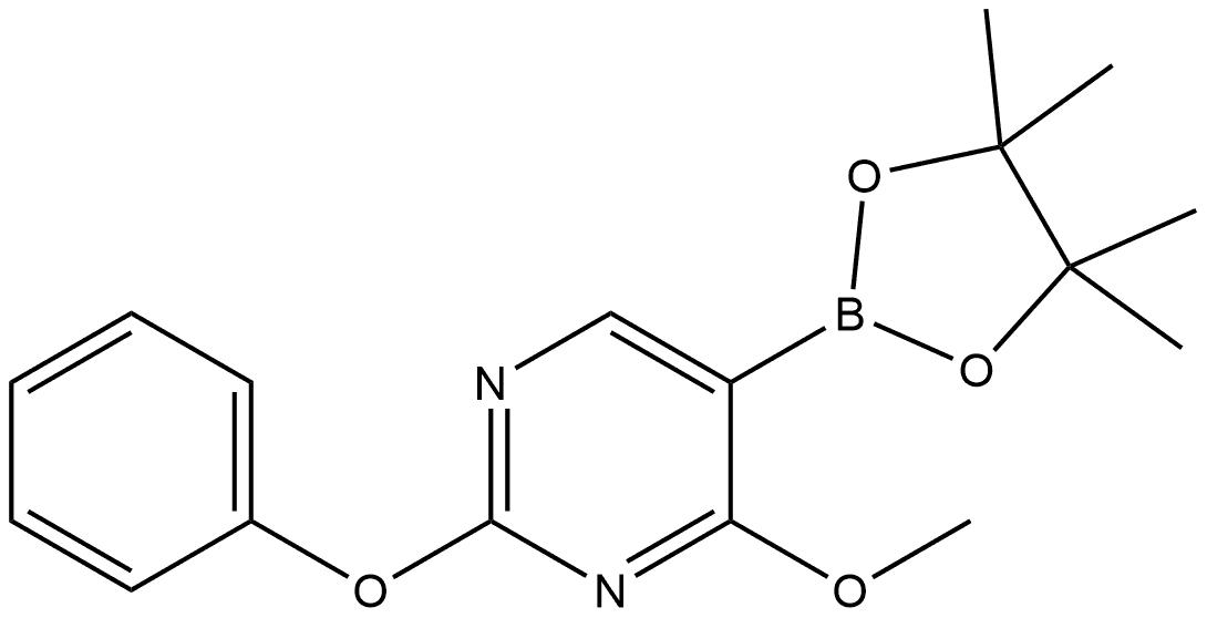 Pyrimidine, 4-methoxy-2-phenoxy-5-(4,4,5,5-tetramethyl-1,3,2-dioxaborolan-2-yl)- Structure