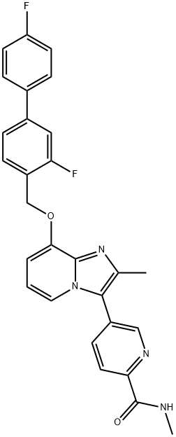 2-Pyridinecarboxamide, 5-[8-[(3,4'-difluoro[1,1'-biphenyl]-4-yl)methoxy]-2-methylimidazo[1,2-a]pyridin-3-yl]-N-methyl- Structure