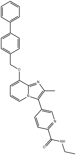 2-Pyridinecarboxamide, 5-[8-([1,1'-biphenyl]-4-ylmethoxy)-2-methylimidazo[1,2-a]pyridin-3-yl]-N-ethyl- Structure