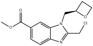 1H-Benzimidazole-6-carboxylic acid, 2-(chloromethyl)-1-[(2R)-2-oxetanylmethyl]-, methyl ester 구조식 이미지