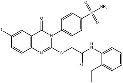 2-[[3-[4-(Aminosulfonyl)phenyl]-3,4-dihydro-6-iodo-4-oxo-2-quinazolinyl]thio]-N-(2-ethylphenyl)acetamide Structure