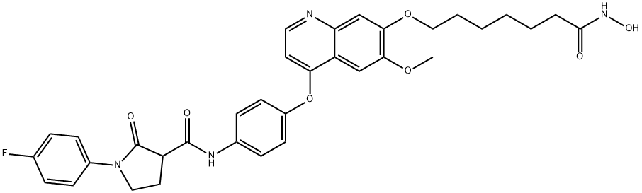 3-Pyrrolidinecarboxamide, 1-(4-fluorophenyl)-N-[4-[[7-[[7-(hydroxyamino)-7-oxoheptyl]oxy]-6-methoxy-4-quinolinyl]oxy]phenyl]-2-oxo- Structure