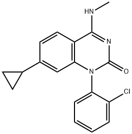 2(1H)-Quinazolinone, 1-(2-chlorophenyl)-7-cyclopropyl-4-(methylamino)- Structure