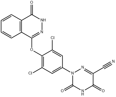 1,2,4-Triazine-6-carbonitrile, 2-[3,5-dichloro-4-[(3,4-dihydro-4-oxo-1-phthalazinyl)oxy]phenyl]-2,3,4,5-tetrahydro-3,5-dioxo- Structure