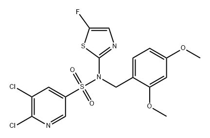 3-Pyridinesulfonamide, 5,6-dichloro-N-[(2,4-dimethoxyphenyl)methyl]-N-(5-fluoro-2-thiazolyl)- Structure