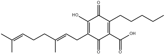 1,4-Cyclohexadiene-1-carboxylic acid, 5-[(2E)-3,7-dimethyl-2,6-octadien-1-yl]-4-hydroxy-3,6-dioxo-2-pentyl- 구조식 이미지