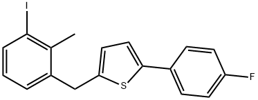 Thiophene, 2-(4-fluorophenyl)-5-[(3-iodo-2-methylphenyl)methyl]- Structure
