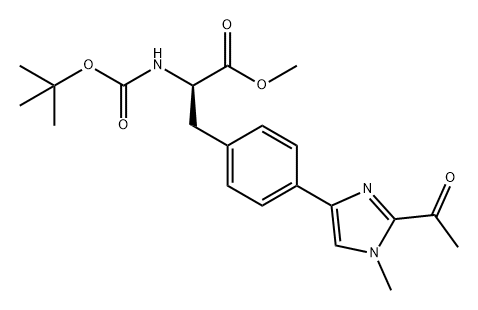 D-Phenylalanine, 4-(2-acetyl-1-methyl-1H-imidazol-4-yl)-N-[(1,1-dimethylethoxy)carbonyl]-, methyl ester Structure