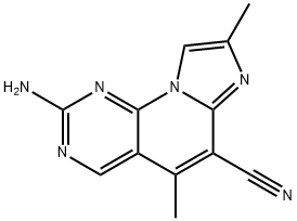 Imidazo[1',2':1,6]pyrido[2,3-d]pyrimidine-6-carbonitrile, 2-amino-5,8-dimethyl- 구조식 이미지