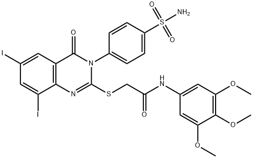 Acetamide, 2-[[3-[4-(aminosulfonyl)phenyl]-3,4-dihydro-6,8-diiodo-4-oxo-2-quinazolinyl]thio]-N-(3,4,5-trimethoxyphenyl)- Structure