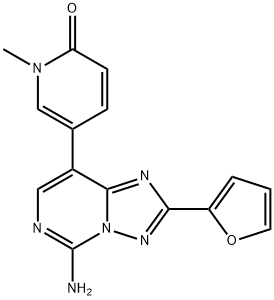 2(1H)-Pyridinone, 5-[5-amino-2-(2-furanyl)[1,2,4]triazolo[1,5-c]pyrimidin-8-yl]-1-methyl- Structure