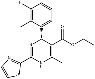 Ethyl (R)-4-(3-fluoro-2-methylphenyl)-6-methyl-2-(thiazol-2-yl)-1,4-dihydropyrimidine-5-carboxylate Structure