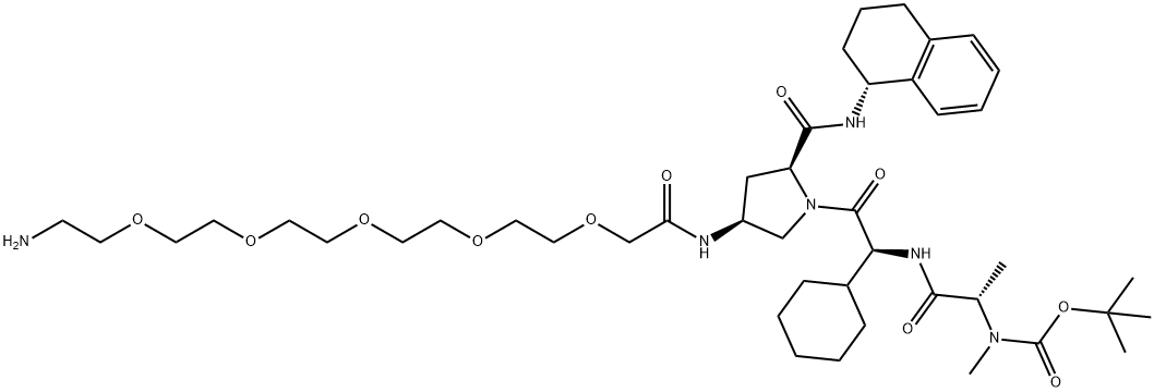 L-Prolinamide, N-[(1,1-dimethylethoxy)carbonyl]-N-methyl-L-alanyl-(2S)-2-cyclohexylglycyl-4-[(17-amino-1-oxo-3,6,9,12,15-pentaoxaheptadec-1-yl)amino]-N-[(1R)-1,2,3,4-tetrahydro-1-naphthalenyl]-, (4S)- Structure