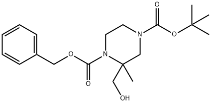 1,4-Piperazinedicarboxylic acid, 2-(hydroxymethyl)-2-methyl-, 4-(1,1-dimethylethyl) 1-(phenylmethyl) ester Structure