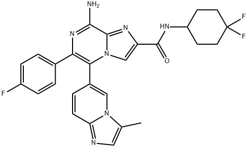 8-Amino-N-(4,4-difluorocyclohexyl)-6-(4-fluorophenyl)-5-(3-methylimidazo[1,2-a]pyridin-6-yl)imidazo[1,2-a]pyrazine-2-carboxamide Structure