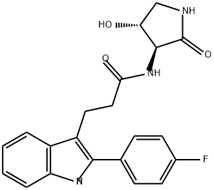 1H-Indole-3-propanamide, 2-(4-fluorophenyl)-N-[(3S,4R)-4-hydroxy-2-oxo-3-pyrrolidinyl]- Structure