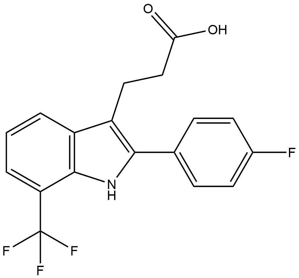 3-[2-(4-fluorophenyl)-7-(trifluoromethyl)-1H-indol-3-yl]propanoic acid Structure