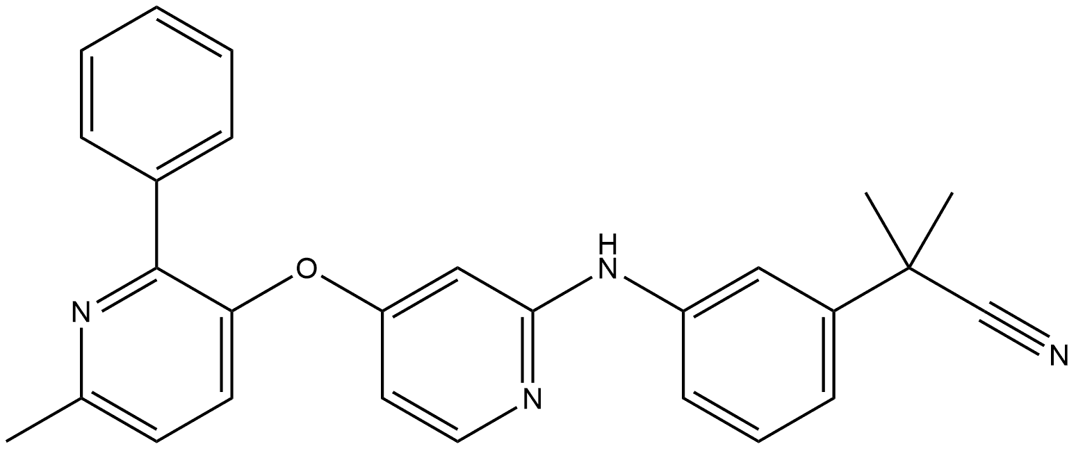 Benzeneacetonitrile, α,α-dimethyl-3-[[4-[(6-methyl-2-phenyl-3-pyridinyl)oxy]-2-pyridinyl]amino]- Structure