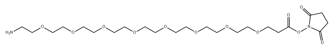 Propanoic acid, 3-[(23-amino-3,6,9,12,15,18,21-heptaoxatricos-1-yl)oxy]-, 2,5-dioxo-1-pyrrolidinyl ester Structure