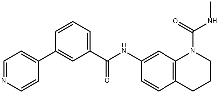 1(2H)-Quinolinecarboxamide, 3,4-dihydro-N-methyl-7-[[3-(4-pyridinyl)benzoyl]amino]- Structure