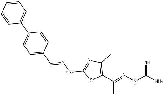 Hydrazinecarboximidamide, 2-[1-[2-[(2E)-2-([1,1'-biphenyl]-4-ylmethylene)hydrazinyl]-4-methyl-5-thiazolyl]ethylidene]-, (2E)- Structure