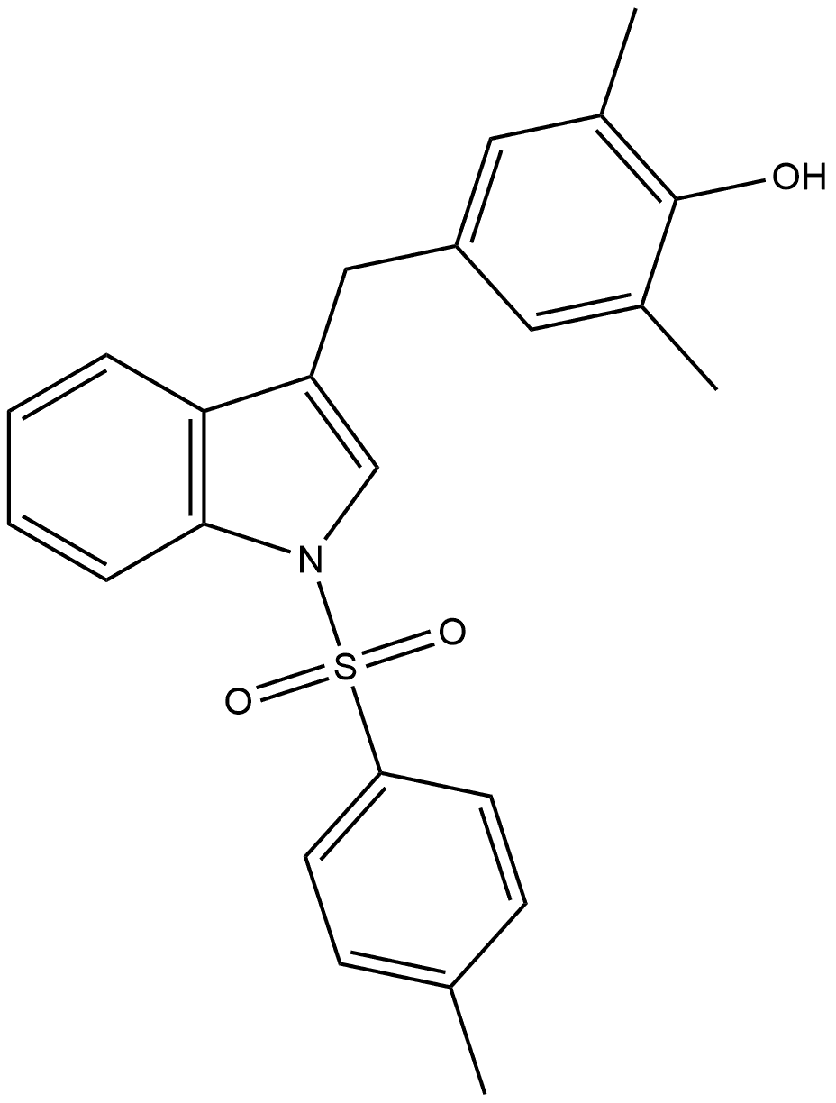 2,6-Dimethyl-4-[[1-[(4-methylphenyl)sulfonyl]-1H-indol-3-yl]methyl]phenol 구조식 이미지