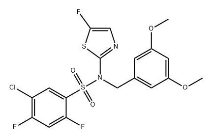 Benzenesulfonamide, 5-chloro-N-[(3,5-dimethoxyphenyl)methyl]-2,4-difluoro-N-(5-fluoro-2-thiazolyl)- Structure