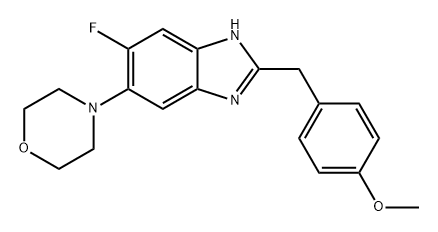 1H-Benzimidazole, 6-fluoro-2-[(4-methoxyphenyl)methyl]-5-(4-morpholinyl)- Structure