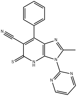 3H-Imidazo[4,5-b]pyridine-6-carbonitrile, 4,5-dihydro-2-methyl-7-phenyl-3-(2-pyrimidinyl)-5-thioxo- Structure