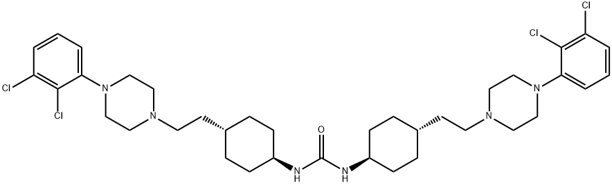 Urea, N,N'-bis[trans-4-[2-[4-(2,3-dichlorophenyl)-1-piperazinyl]ethyl]cyclohexyl]- 구조식 이미지