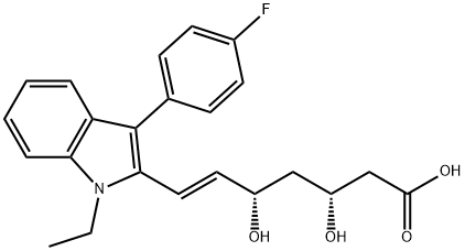 6-Heptenoic acid, 7-[1-ethyl-3-(4-fluorophenyl)-1H-indol-2-yl]-3,5-dihydroxy-, (3R,5S,6E)- Structure