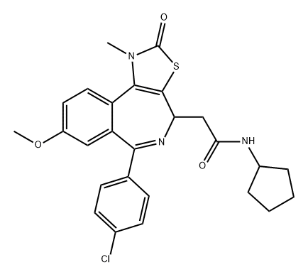 2H-Thiazolo[5,4-d][2]benzazepine-4-acetamide, 6-(4-chlorophenyl)-N-cyclopentyl-1,4-dihydro-8-methoxy-1-methyl-2-oxo- Structure