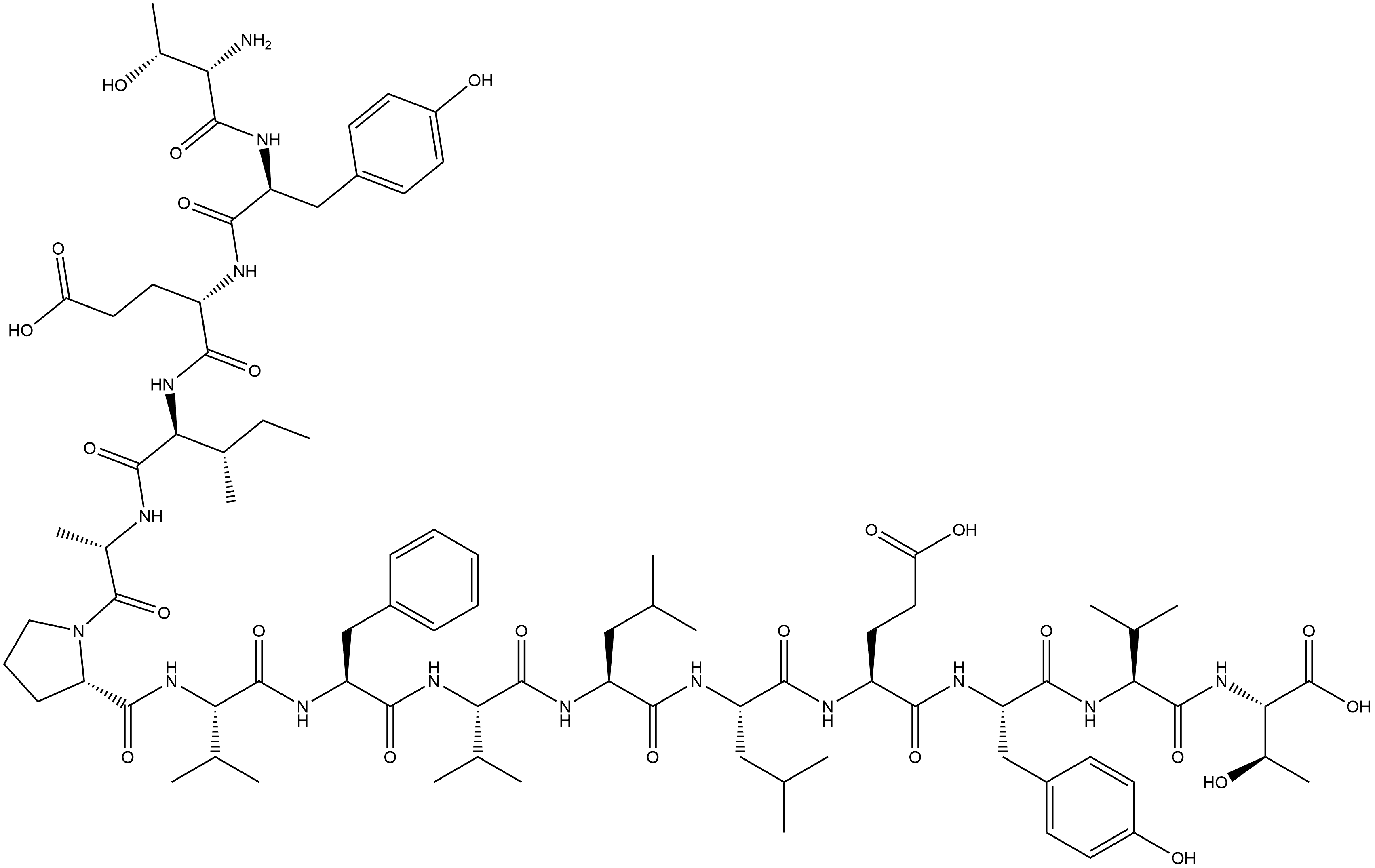 L-Threonine, L-threonyl-L-tyrosyl-L-α-glutamyl-L-isoleucyl-L-alanyl-L-prolyl-L-valyl-L-phenylalanyl-L-valyl-L-leucyl-L-leucyl-L-α-glutamyl-L-tyrosyl-L-valyl- Structure